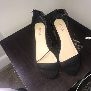 JUST FAB BLACK BLOCK HEELS